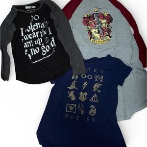 Kids Harry Potter Lot 2 Shirts and Pajama Sleep Gown / Dress Gryffindor sz 10-12